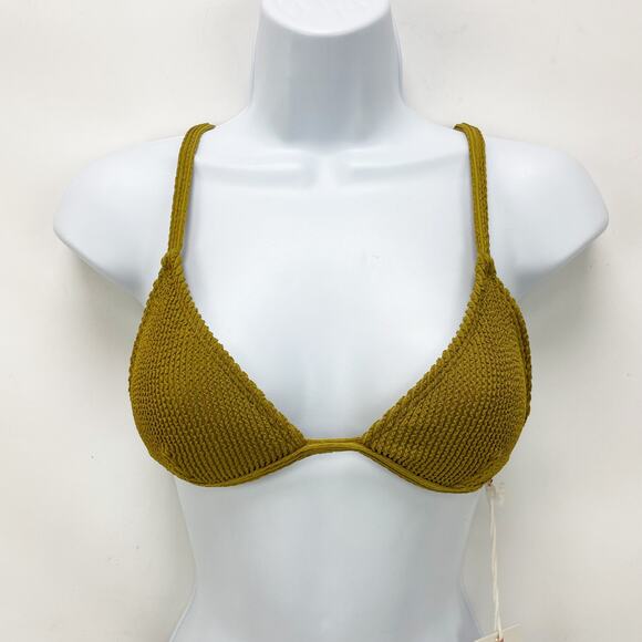 Good American Always Fits Triangle Bikini Top Size 1 Small Green Dirty Olive NWT - Picture 3 of 10